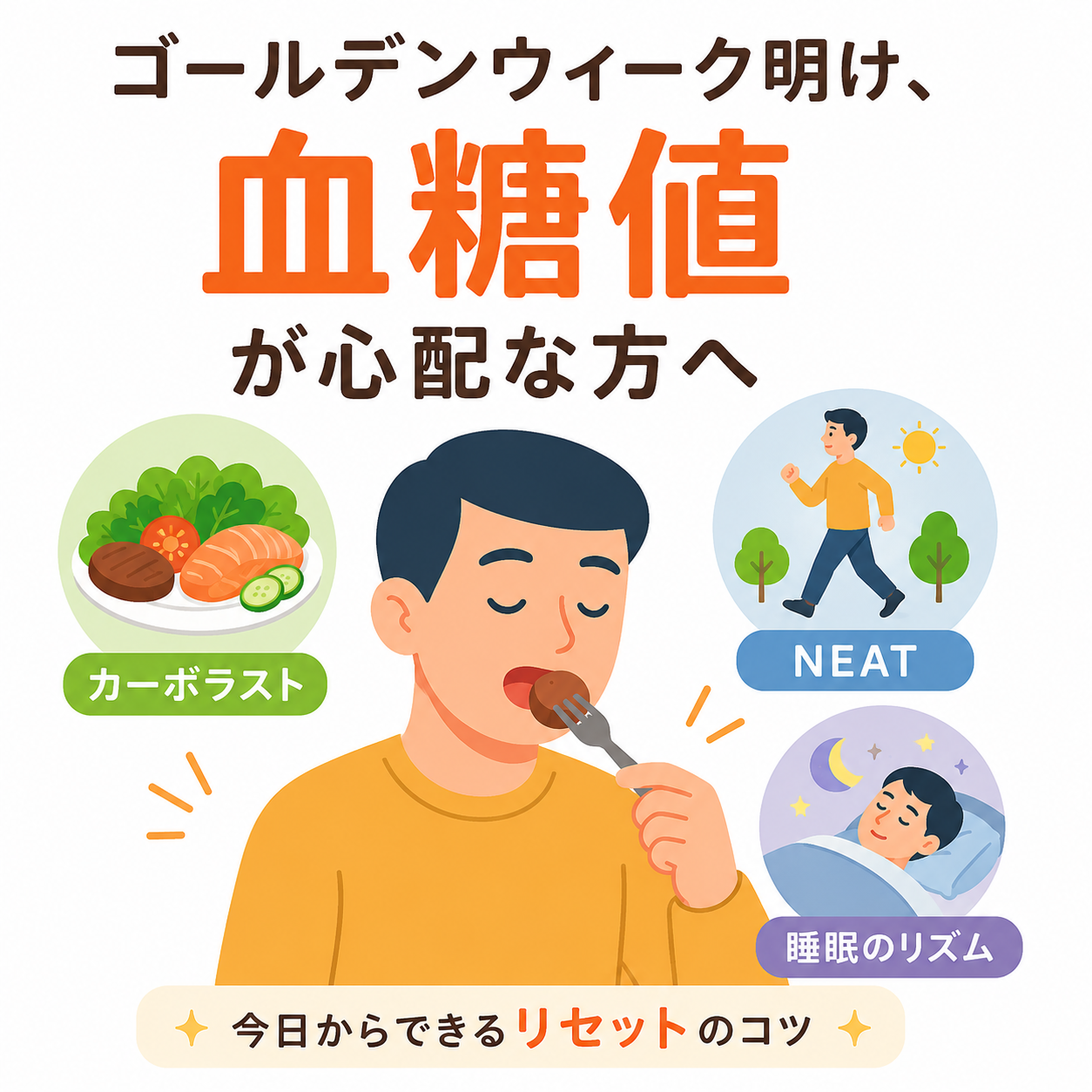 ゴールデンウイーク明け、血糖値が心配な方へ|今日からできるリセットのコツ