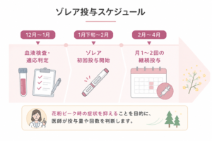 重度の花粉症にお悩みの方へ│ゾレア投与スケジュール｜下山記念クリニック（東広島市）