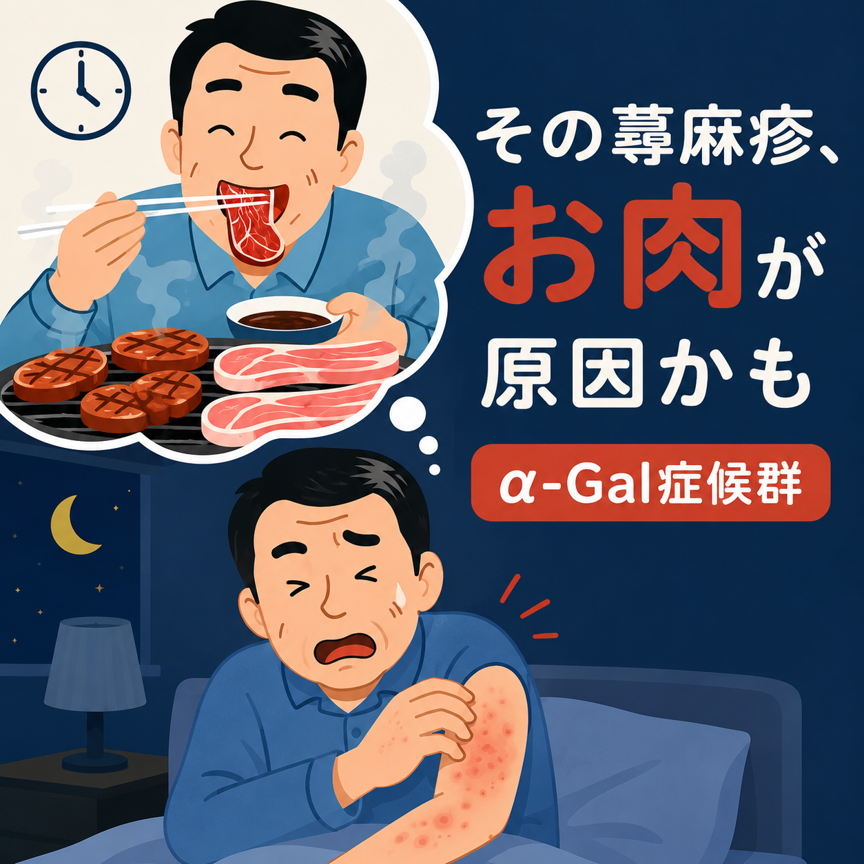 α-Gal症候群とは？その蕁麻疹（じんましん）、原因は「お肉」かもしれません